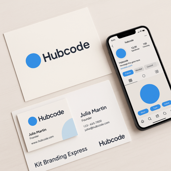 Kit branding express pour auto-entrepreneurs avec logo, carte de visite et visuel réseaux sociaux